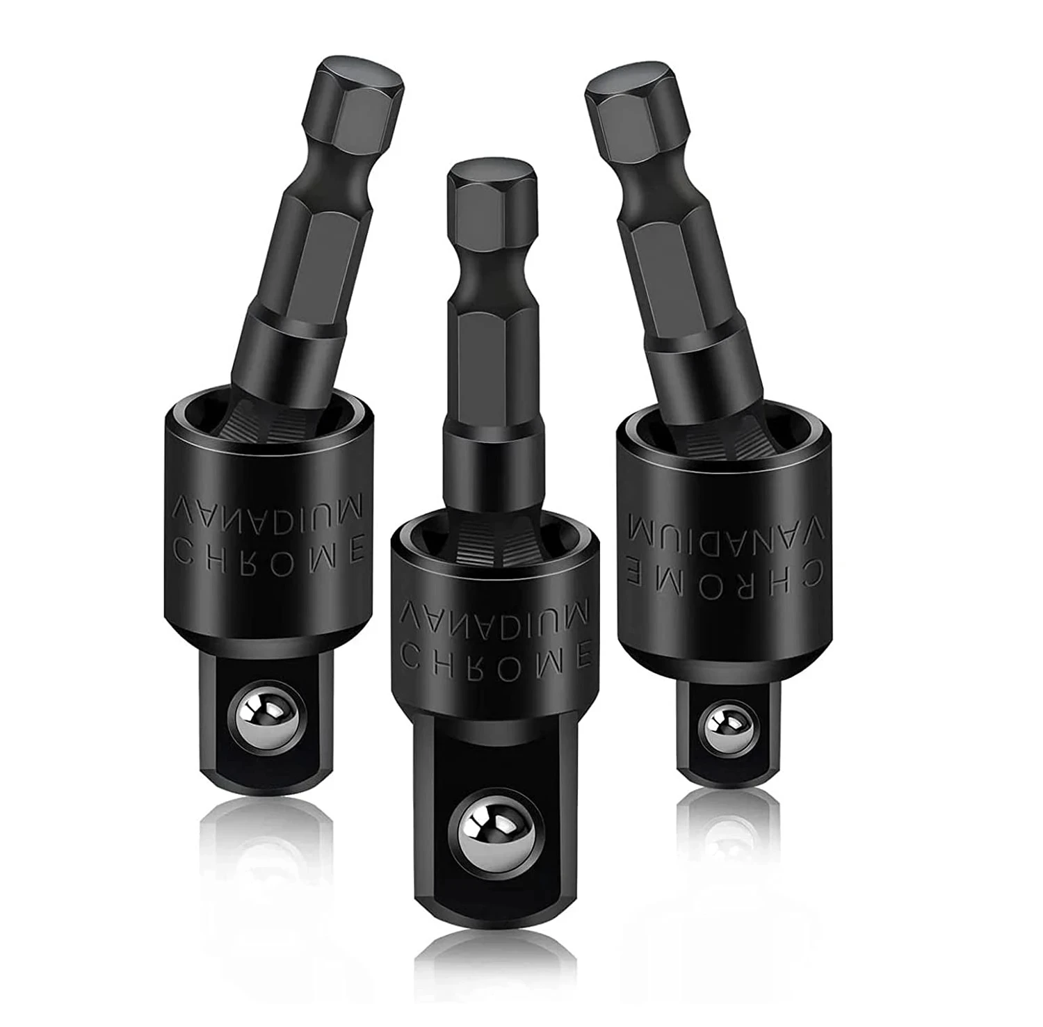 Drill Screwdriver Adapter 360&deg; Drill Pneumatic Screwdriver Sleeve Universal Adapter Hexagonal Shank Turn Square Head Swivel Extension Tool Set 3PCS