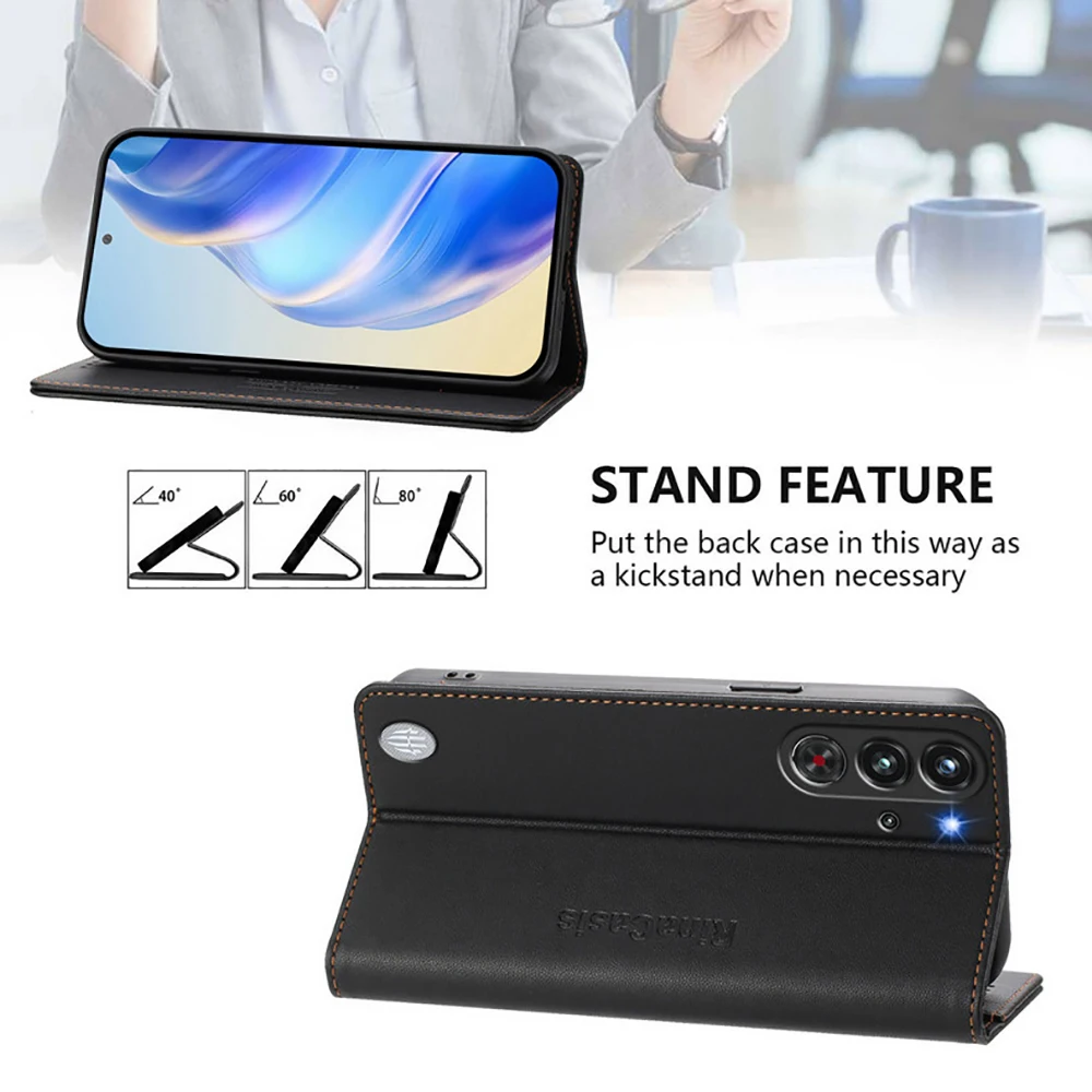 Magnetic Leather Book Wallet Case - Premium Protection