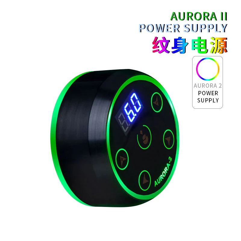 Aurora 2 and Aurora 1 Tattoo Power Supply Black Silver Digital LED Touch Display Adapter Coil and Rotary Tattoo Machine Pen tattoo power supply