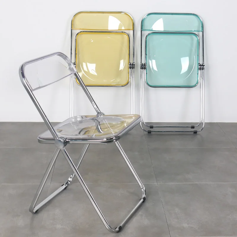 

Transparent Chair Acrylic Dining Chair Stacking Chairs Folding Simple Lounge Dining Furniture Design for Home Game Makeup Stool