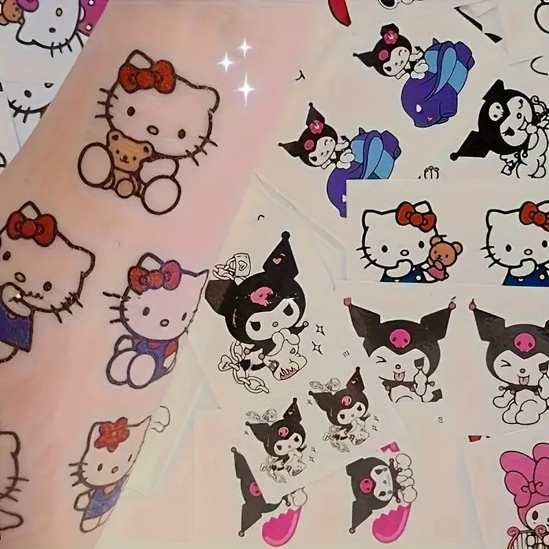 Hello Kitty Temporary Tattoos Kuromi Cute Anime Waterproof Tattoos Sanrio Durable Color Kawaii Tattoo Sticker Gifts 3