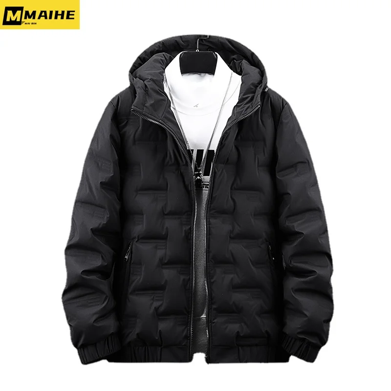 

Hooded Down Jacket Men's Winter Harajuku Hip-hop Casual Hooded Parka Coat Thickened Goose Down Warm Men's Clothing 2023