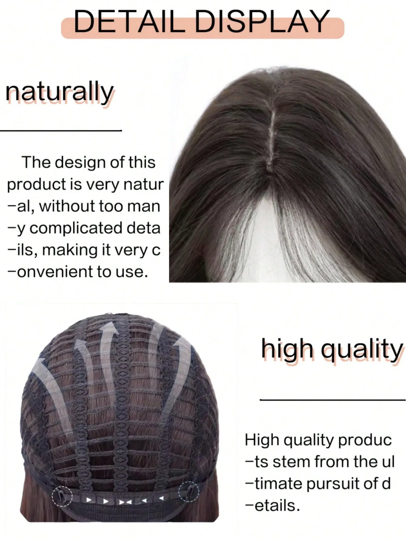 24Inch Long Wavy Synthetic Wig With Natural Middle Part Simulated Scalp Full Machine Made Wig With Air Bangs for Women Daily Use