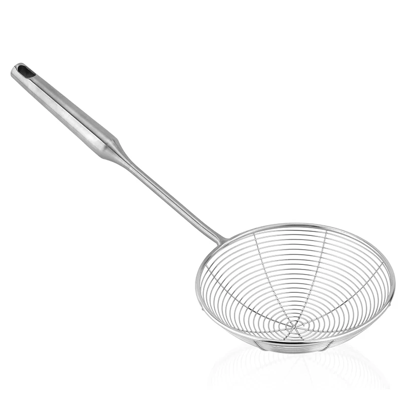 304 Stainless Steel Spider Strainer Skimmer Ladle for Cooking & Frying, Wire Mesh Spoons with Long Handle - Kitchen Gadgets