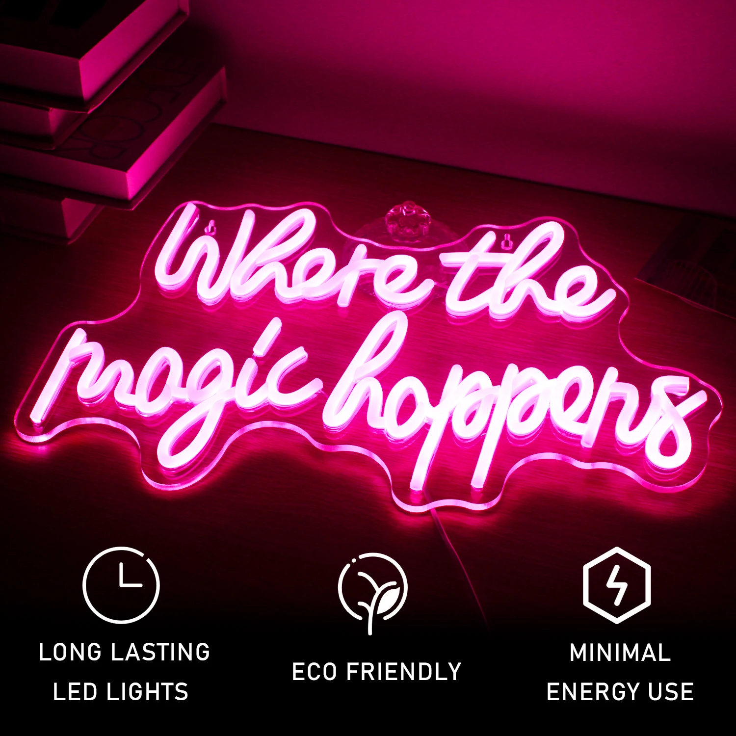 Where The Magic Happens LED Neon Sign Light for Gaming Study Room Wedding Birthday Party Bar Wall Lamps Acrylic Letter Light