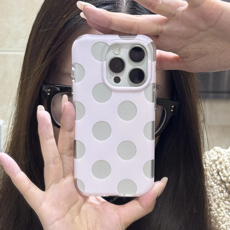 Chic Love Polka Dot Textured Soft Silicone Shockproof Phone Case