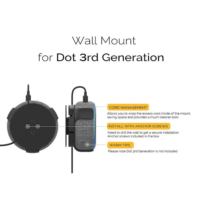 Speaker Wall Mount Stand Hanger For Amazon Alexa Echo Dot 3rd Generation Indoor Sound Box Case Holder For Echo Dot 3 With Screws