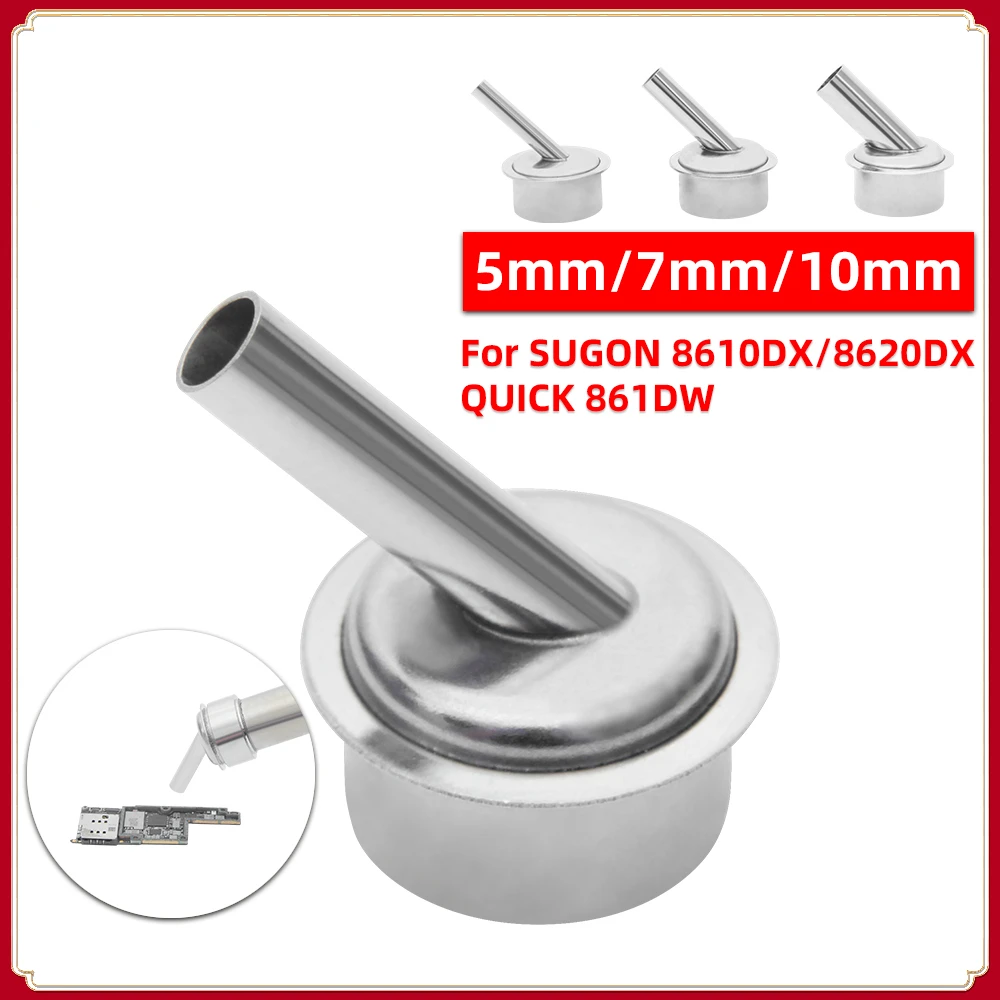 

45 Degree Curved Nozzle 5mm/7mm/10mm Bent Angle For SUGON 8610DX/8620DX QUICK 861DW Hot Air Soldering Station Heat Nozzle