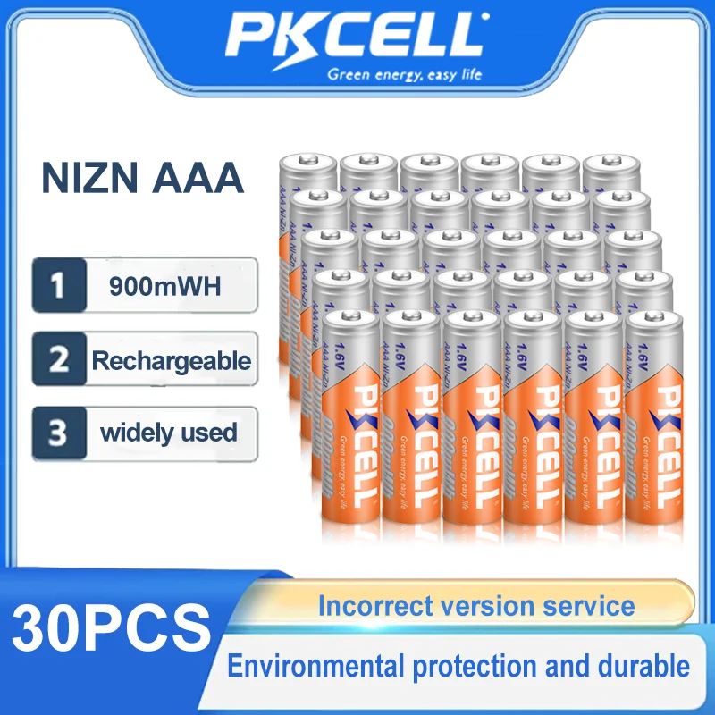 

PKCELL 30psc Батареи 1,6 В AAA NIZN Перезаряжаемая батарея 900 мВтч Батарея NI-ZN Перезаряжаемые батареи для игрушечной камеры-фонарика