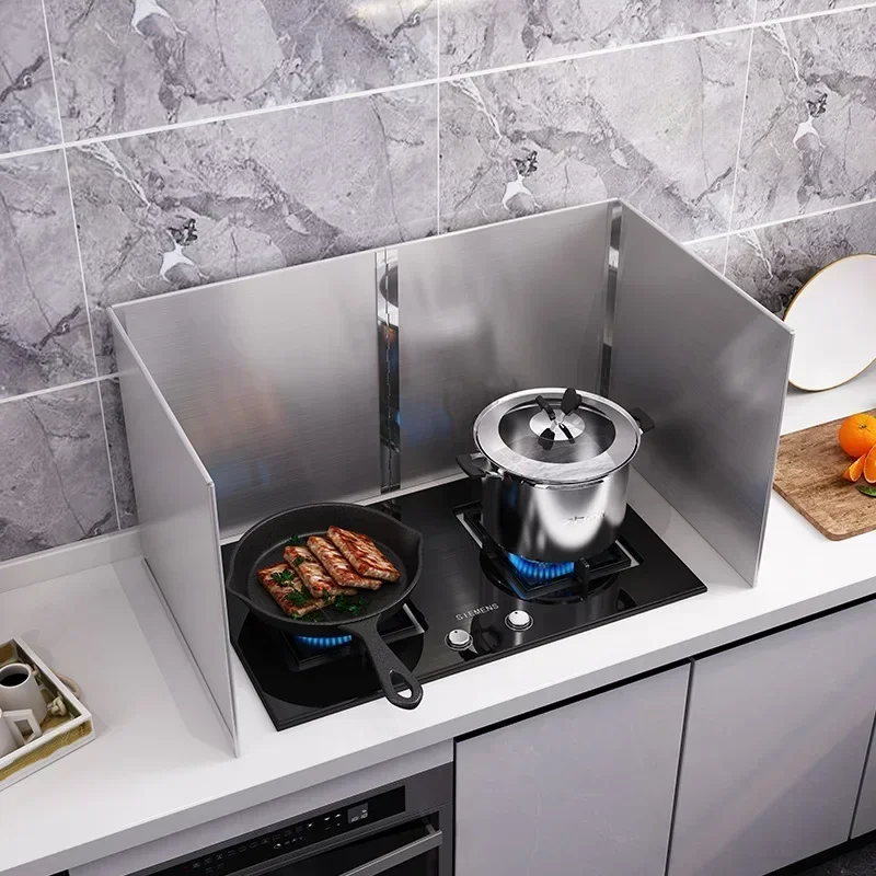 Kitchen Gadgets Anti Oil Splatter Guard Grease Screens Oil Baffle Wall Stainless Steel Folding Splashproof for Cooking Tools