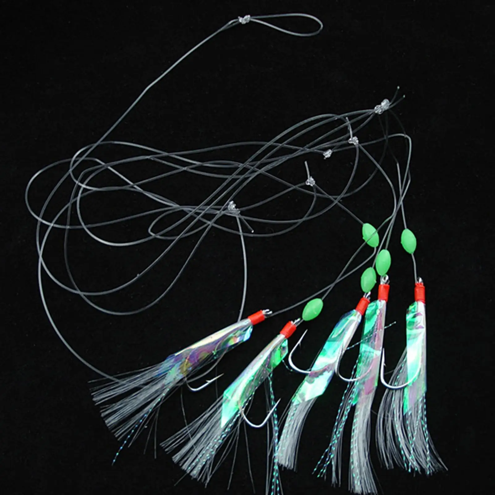 5pcs Luminous Cluster fishing Lure Simulated string hook Glow Fish Bait Rigs Saury Squid Mackerel Scad Saltwater Fishing Tackle