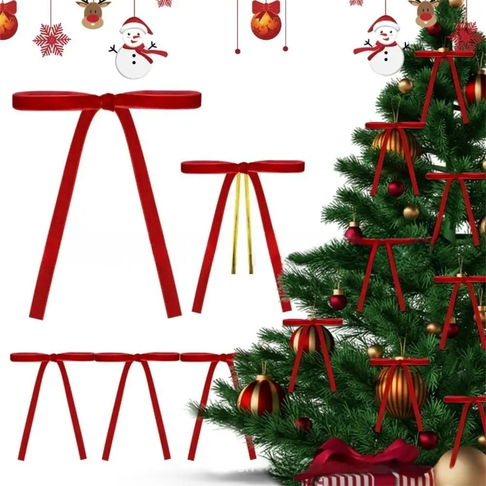 24Pcs Velvet Material Christmas Tree Bows Cable Tie 24pcs Set DIY Handmade Bows Slender Design Multi-functional
