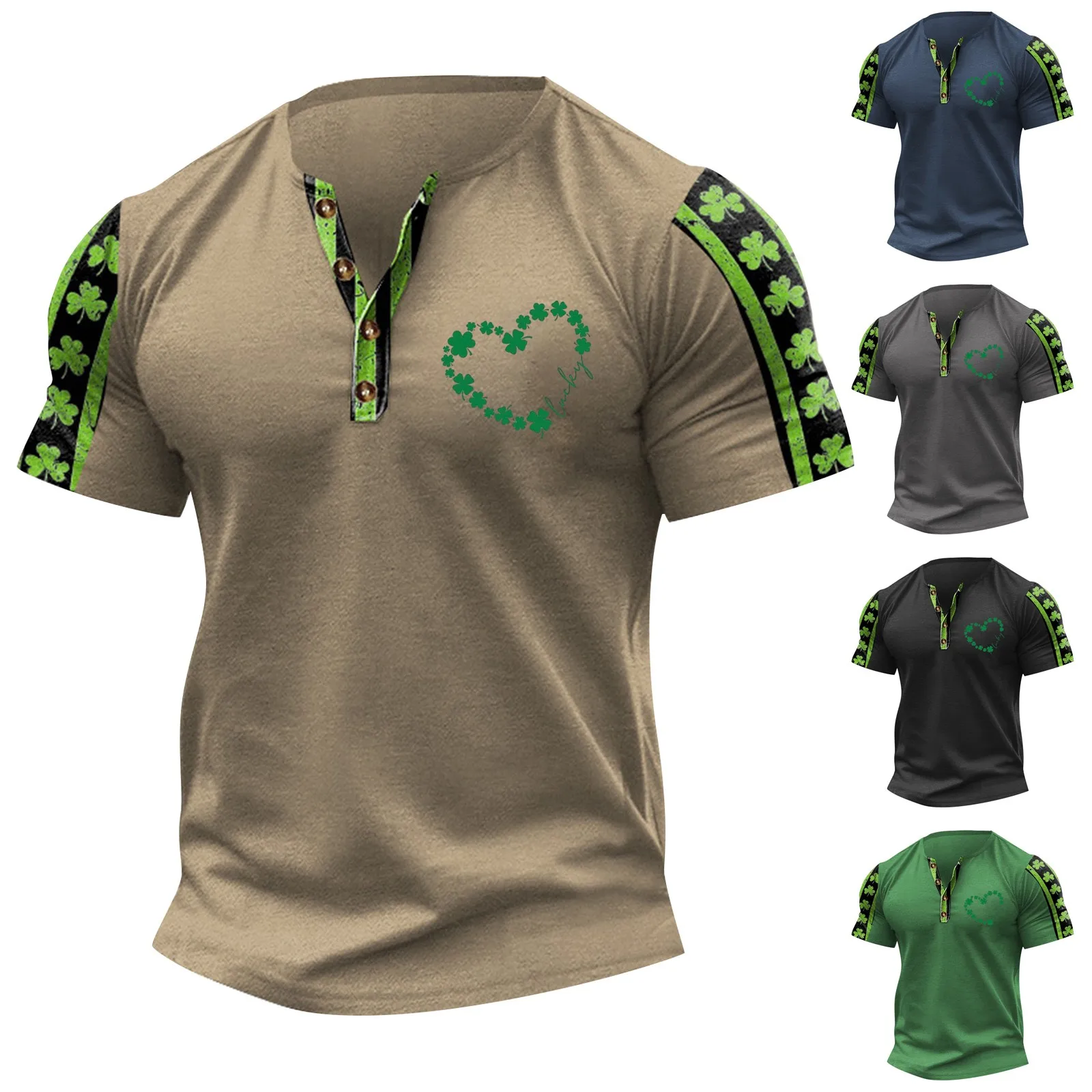 

Мужская рубашка-поло с коротким рукавом, с принтом четырехлистного клевера