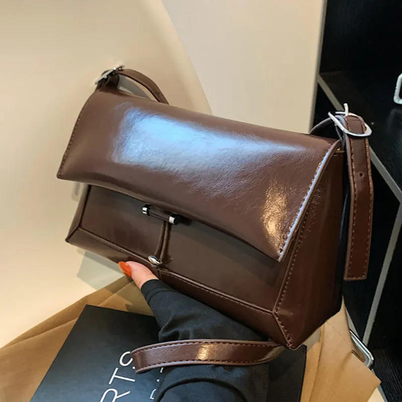 

Fashion Women Messenger Bags Korean Style Simple PU Leather Shoulder Bag Trend Texture Crossbody Pack