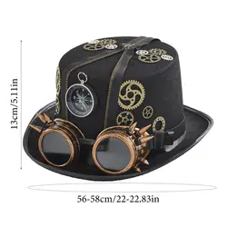 Steampunk Time Traveler Costume Hat with Removable Goggles (Black)