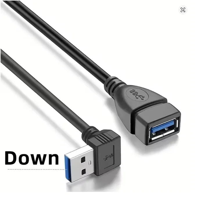 L-Shaped High-Speed USB 3.0 Extension Cable Adapter for Data Transfer & Fast Charging