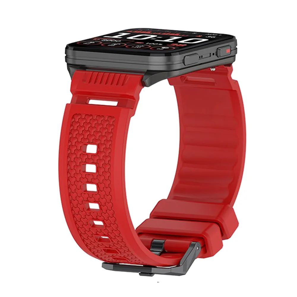 Textured Surface Black Buckle Silicone Watchband Strap