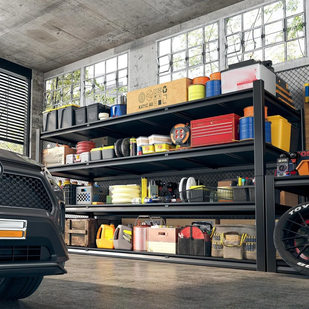 60" W Garage Shelving 2650LBS Heavy Duty Storage Shelves Adjustable 4 Tier Metal Shelves 60" W x 24" D x H