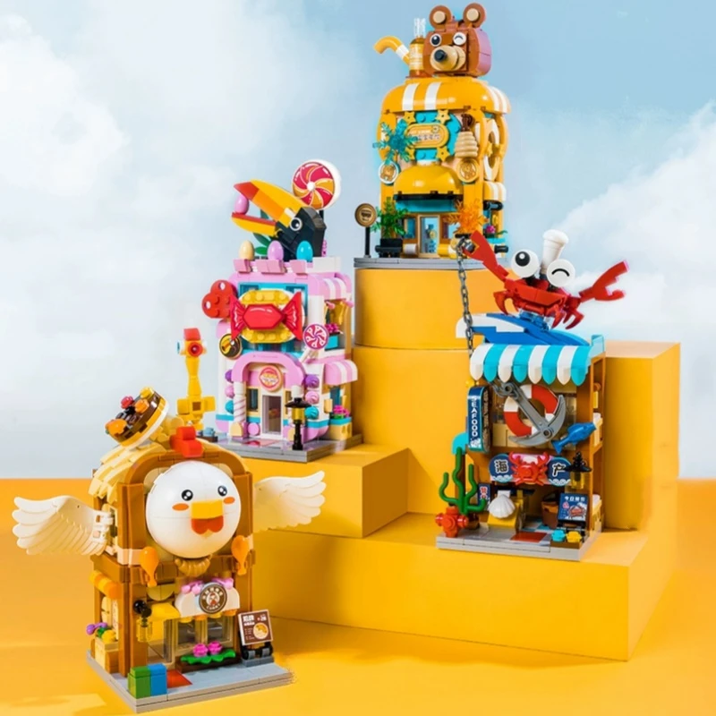 

Есть небольшой конструктор магазина Street View, образовательные игрушки, маленькая Сборная модель из частиц, настольные украшения, подарок