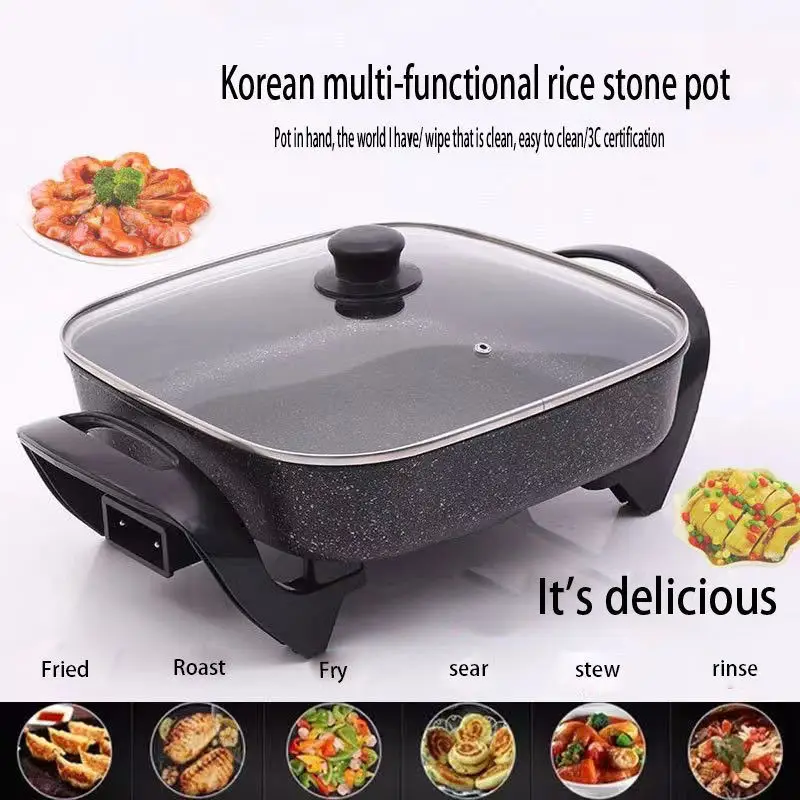 Electric Frying Pan, Household Multifunctional Integrated Temperature Control, Electric Hot Pot Cooking, Non Stick Pan