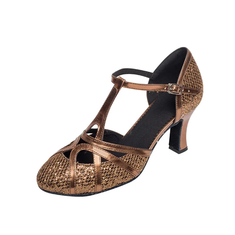 thumbnail image 1 of Zapatos de baile de salón a la moda para mujer, zapatos de baile modernos con punta cerrada y purpurina, zapatos latinos de salón de Salsa y Tango para niñas, 1 of 5