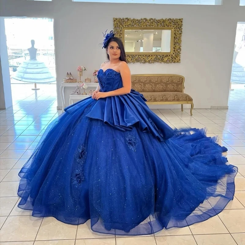 royal blue dress birthday Royal Blue Princess Ball Gown Quinceanera Prom Dress Birthday Party Go – SD  Dresscode & Fashiontrends main image 0