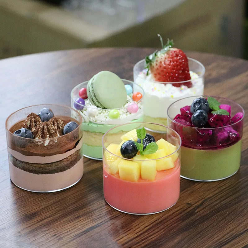 Dessert Table Mousse Cup Disposable Mini Pudding Cup with Lid Western Pastry Goblet Round Transparent Dessert Plastic plastic cups dessert cups plastic dessert cups