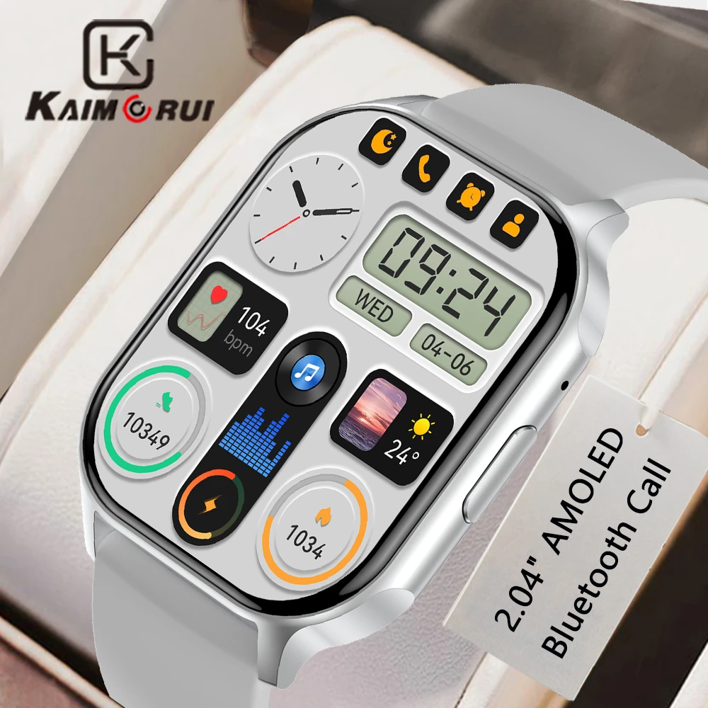 

2023 NEW NFC Smart Watch Bluetooth Call 2.04inch Amoled Big Screen AI Voice Assistant Heart Rate Monitor Smartwatch Men Women