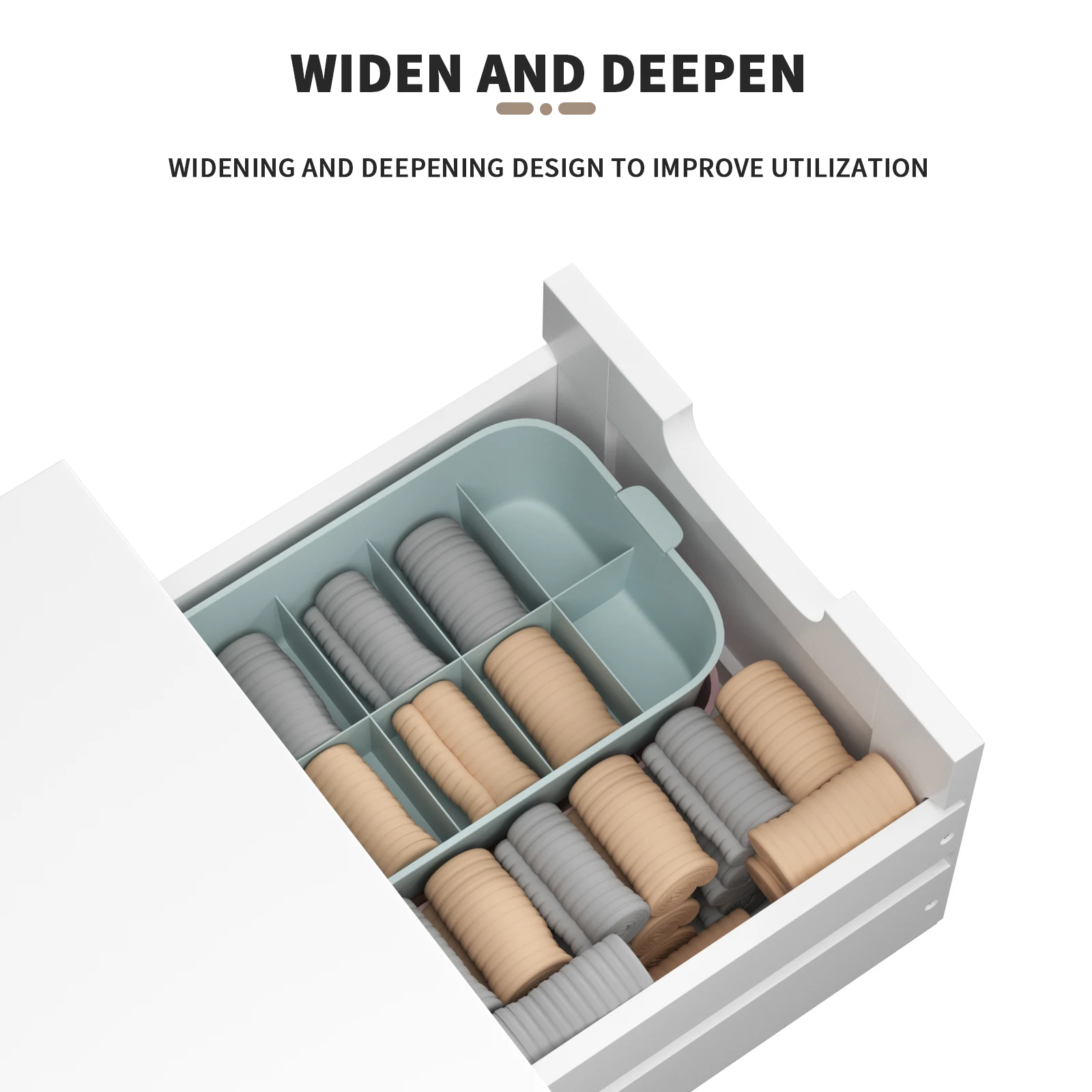 Kommode mit 4 Schubladen, weißer bodenstehender Badezimmer-Aufbewahrungsschrank, Aufbewahrungsschrank aus Holz, Kommode, Organizer-Einheit, MDF – Detail 11
