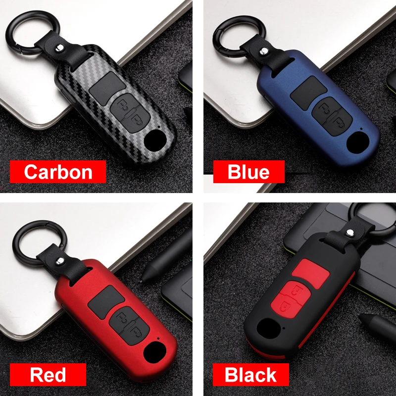 

ABS+Silicone Car Key Case Cover For Mazda 2 3 6 Axela Atenza CX-5 CX5 CX-3 CX3 CX-7 CX-9 2014-2019 with keychain