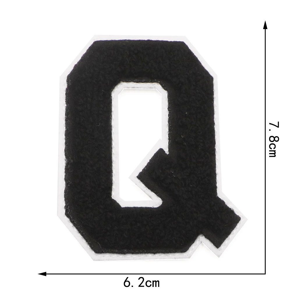 1PC Schwarz 3,07'H Buchstaben Chenille Buchstaben Patches Eisen auf Patches Für Kleidung Gestickte Patches Für Letterman Jacken Jeans – Detail 19
