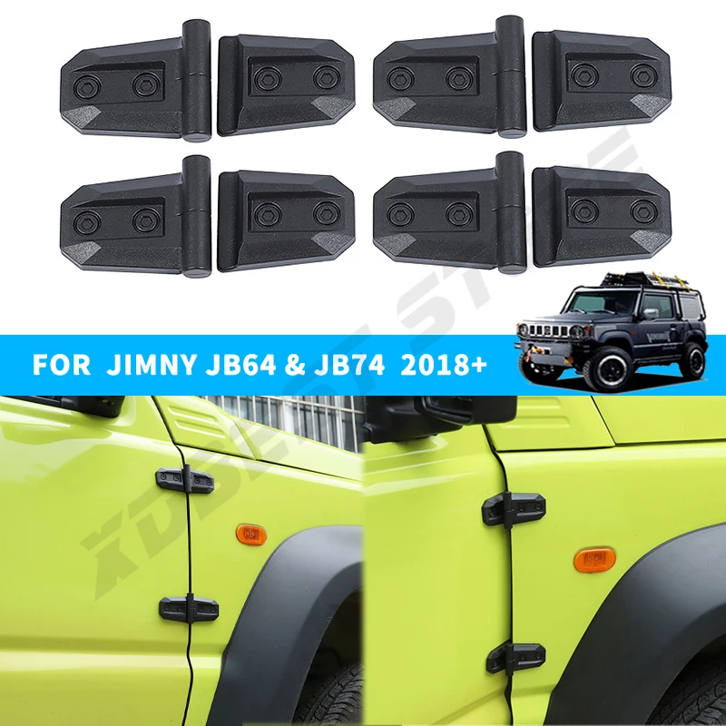 4Pcs Abs Car Side Door Hinge Decoration Cover Trim For Suzuki Jimny Jb64 Jb74 2019-2023 Mouldings Exterior Styling Accessories
