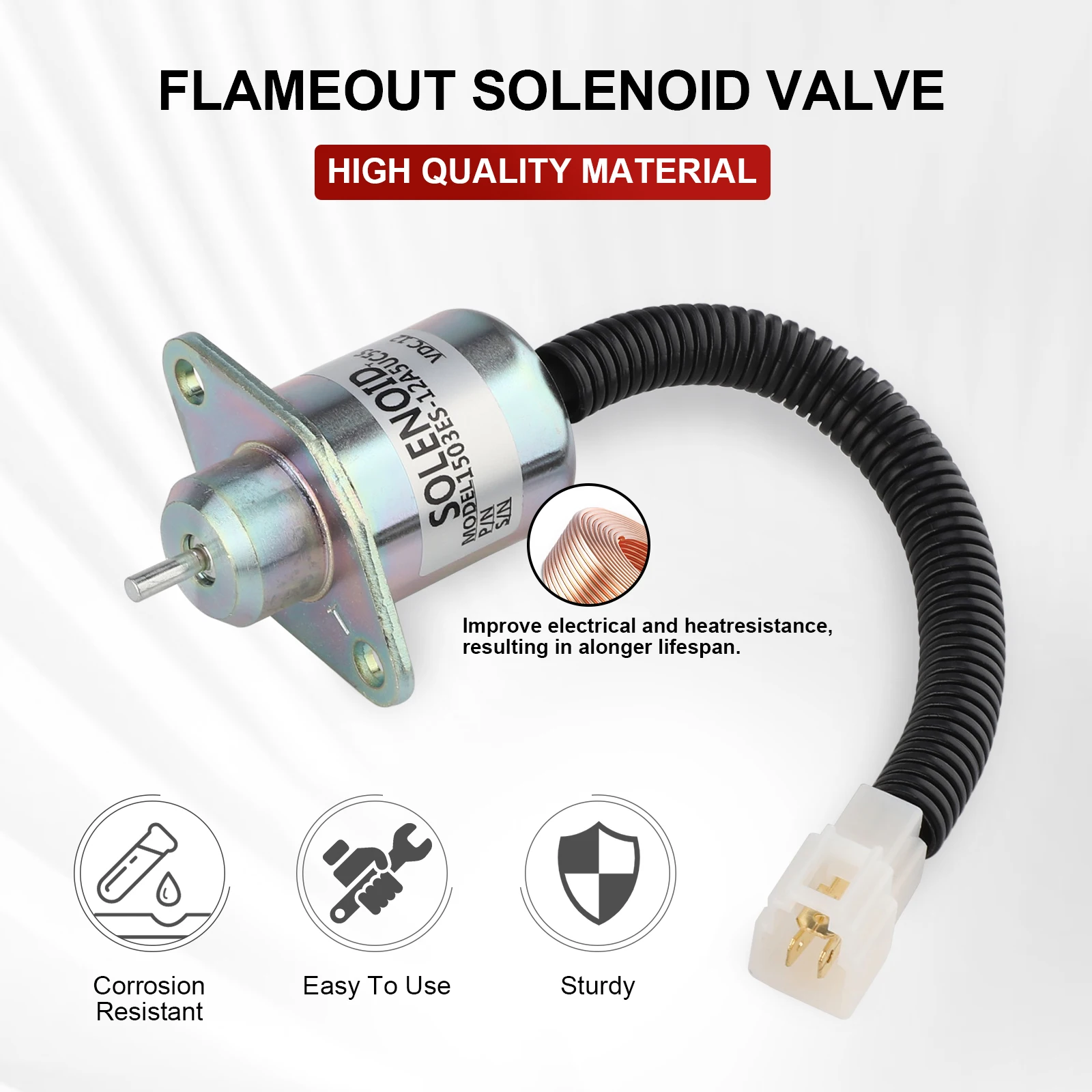 17594-6001-4 17454-60010 1503ES-12A5UC5S SA-4569-T 12V Fuel Shut Off Solenoid For Kubota 05 Series D905 D1005 V1205 V1305 V1505