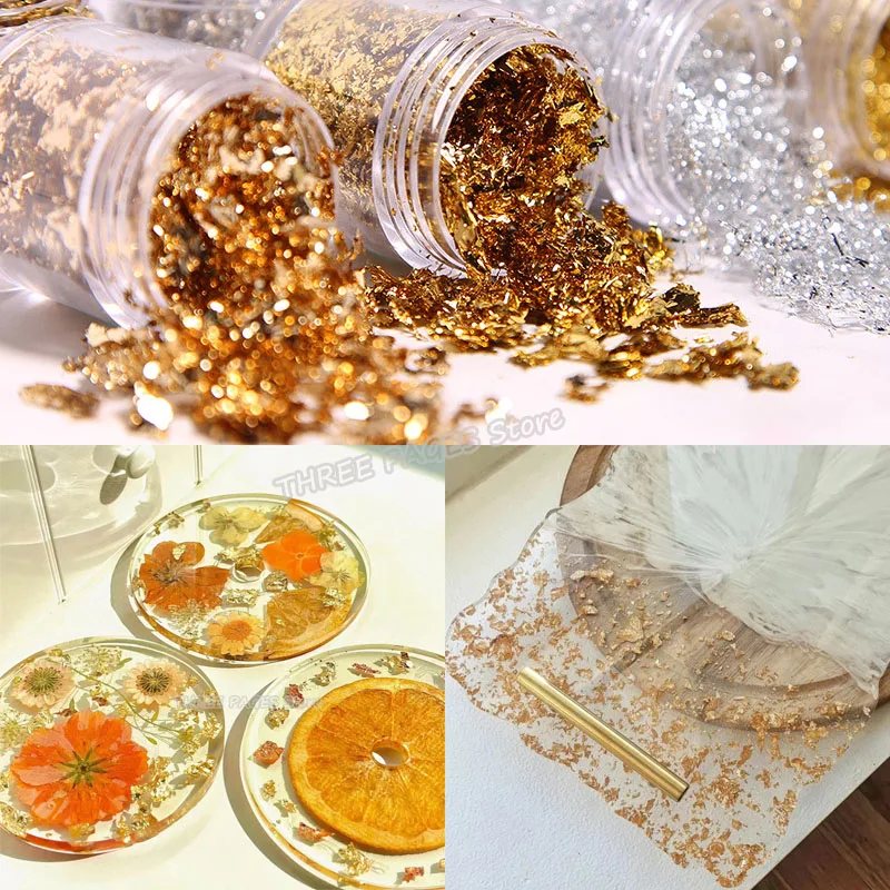 310gShinyGoldFoilSilveryFoilResinEpoxyMoldArtDecorationGold