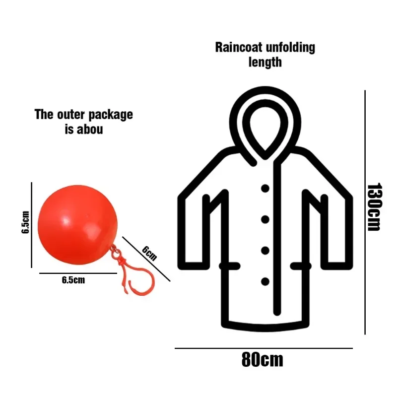 Raincoat Poncho Portable Mini Raincoatball Thicken Disposable Raincoats Cape for Adults Emergency Waterproof Raincoats Ball with Keychain Unisex