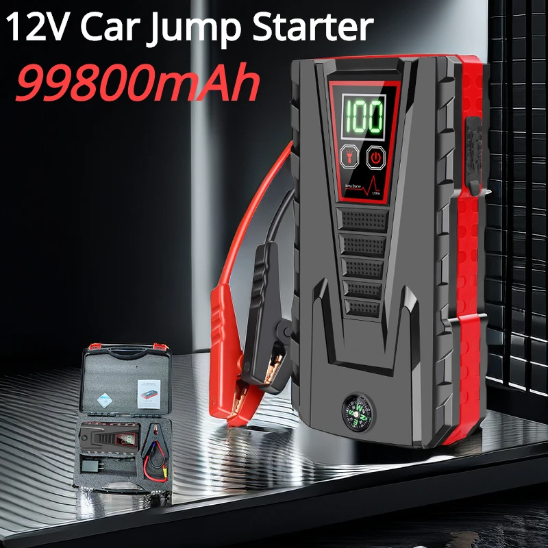 99800mAh Car Jump Starter Device 12v Strong Portable Power Bank Automotive Battery Charger System Start Operating Auto Booster