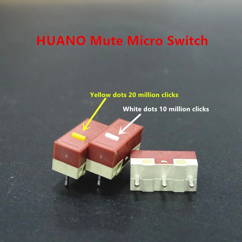 10 Stück neues Produkt Huano Silent Micro Switch weiß 10 Millionen gelb 20 Millionen Klick lebenslange Computer Maus Mute Micro Switch