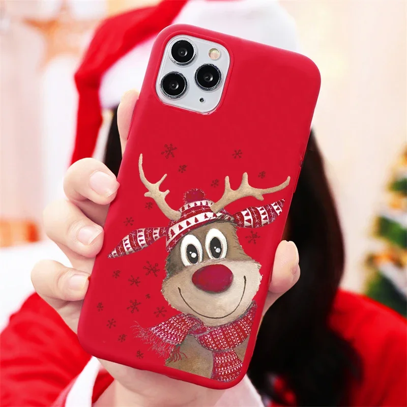 Festive Cartoon Christmas Silicone Shockproof Phone Case - New Year Gift Edition