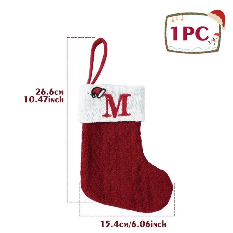 thumbnail image 1 of Letras Medias navideñas Tejido Colgante para árbol de Navidad Adornos para el hogar Gorro navideño 2024 Calcetines con alfabeto Decoración de año nuevo 2025, 1 of 5