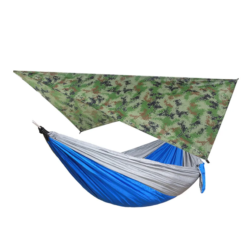 Camping Hammock Includes Mosquito Net, Rain Fly, Tree Straps, Perfect for Camping Lightweight Nylon Portable Single Hammock 