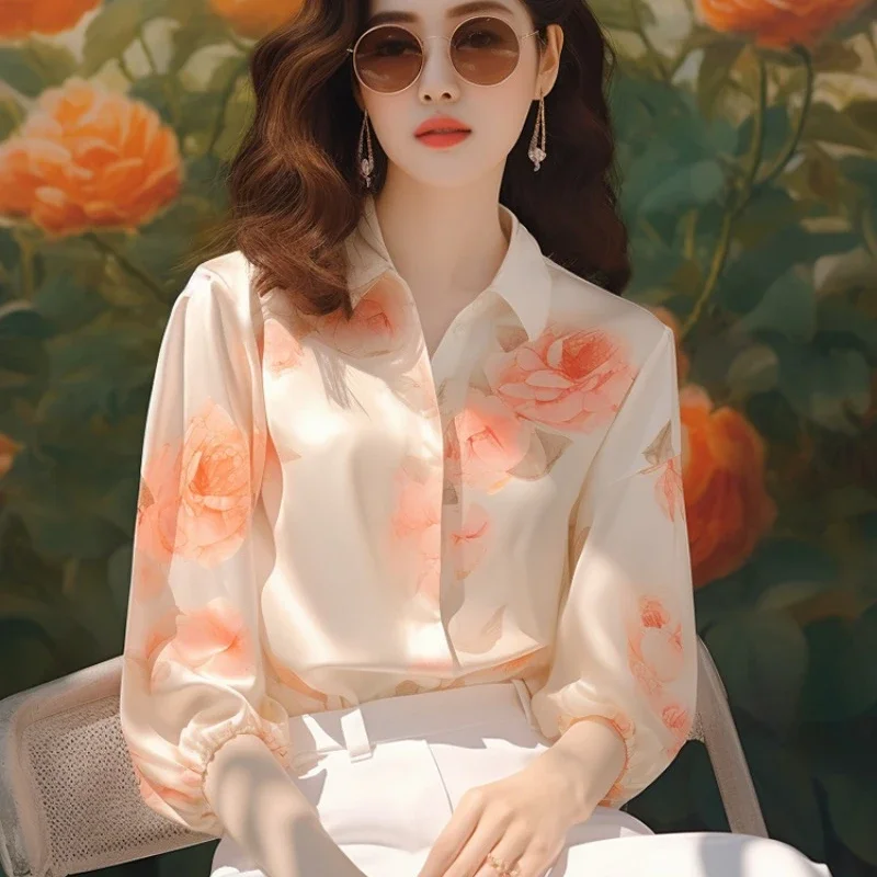 

Chiffon Women's Shirts Spring/summer Vintage Blouses Loose Long Sleeves Women Tops Prints Fashion Clothing YCMYUNYAN