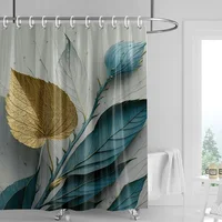 3D Flower Embossed Shower Curtain 180x 200cm Bathroom Toilet Decoration Tropical Plant Partition Curtain Waterproof 1