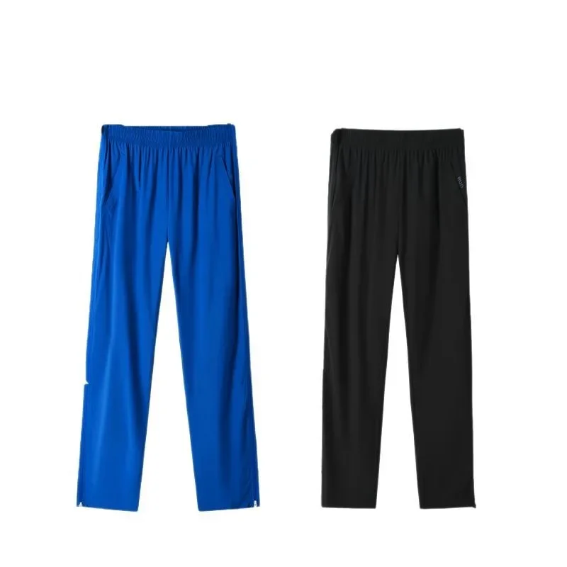 Outdoor Woven Sports Pants Men Summer Thin Loose Straight Quick Dry Ice Silk Fitness Training Running Trousers