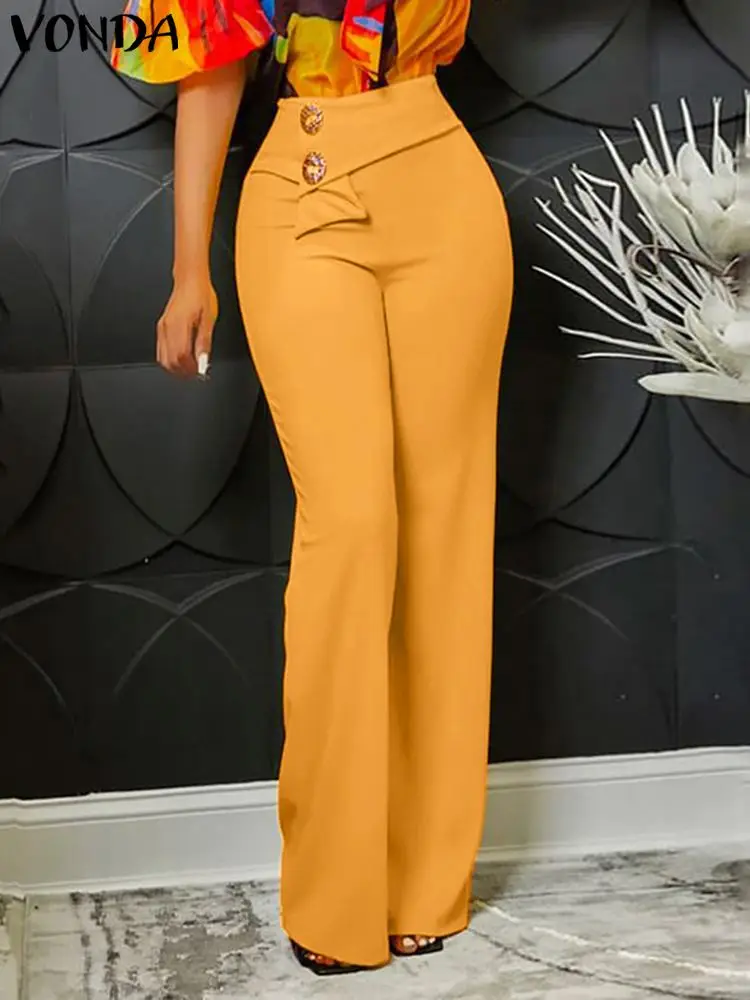 

VONDA Women Autumn Pants Elegant Long Trousers 2023 Casual Office Lady Bottoms High Waist Fashion Solid Color Pantalons Femme