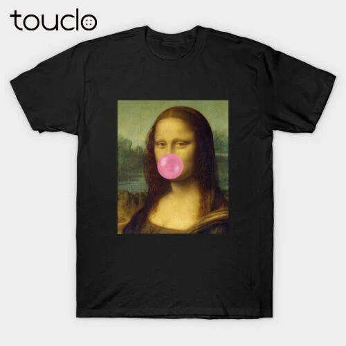 

Мона Лиза обнаруживает радость пузырчатой жвачки смешной фанат черная футболка на заказ Aldult Подростковая цифровая печать унисекс
