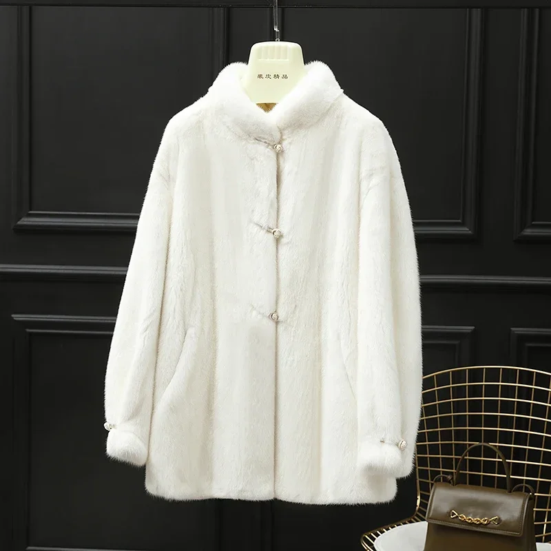 Cappotto Di Pelliccia Di Visone Donna Lusso Inverno Vera Pelliccia Cappotto Giacche Invernali Donna Giacca Di Pelliccia Di Visone Bianco Nuove Capispa