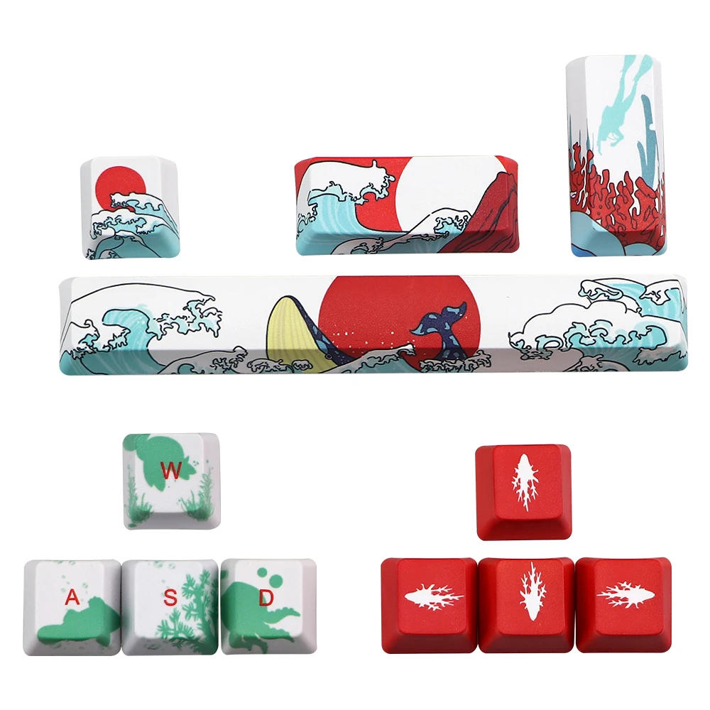 Sakura Coral Sea Keyboard Cap 6.25u Space Bar Esc entre Chaves Direction Keys Jogos Mecânicos