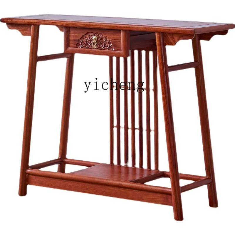 

Tqh Solid Wood Strip Hallway Table Hedgehog Rosewood Desk Home New Chinese Buddha Table