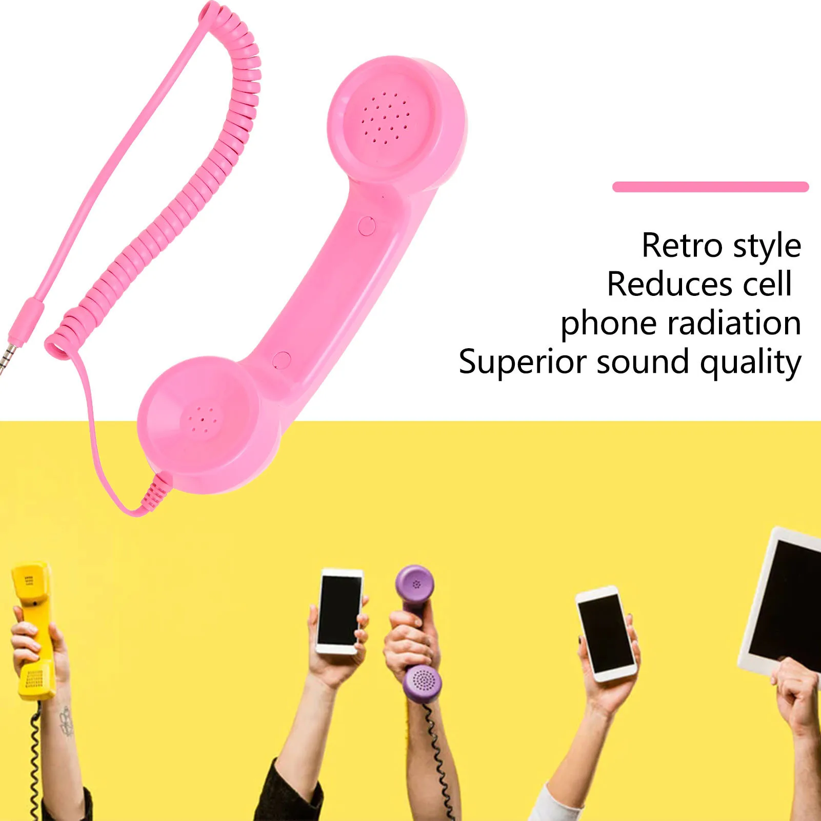 Retro Telephone Receiver Handset Multifunction Radiation Proof Handheld Cell Phone Receiver for Smartphones Computer
