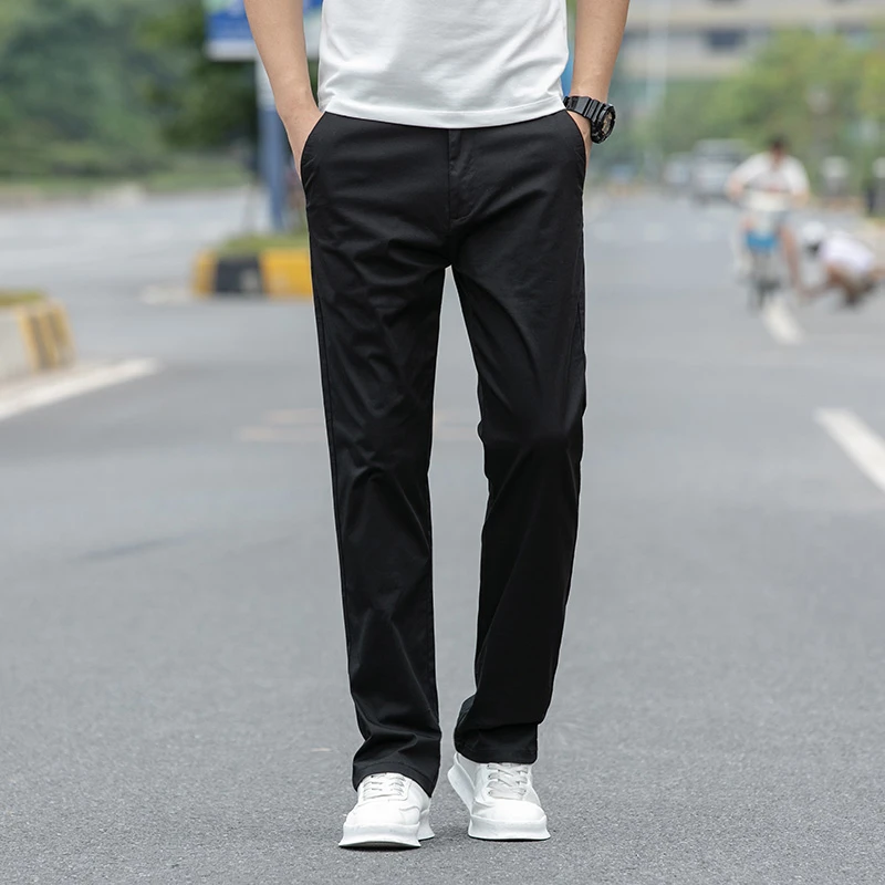 

Spring Summer New Casual Pants Men Cotton Slim Fit Thin Fashion Gray ArmyGreen Black Comfortable Trousers Male Brand Clothing